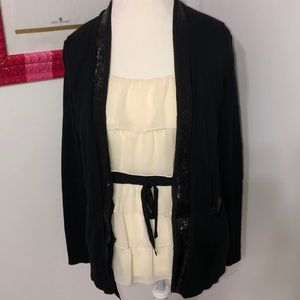 LC Lauren Conrad sequin trim blck sweater cardigan